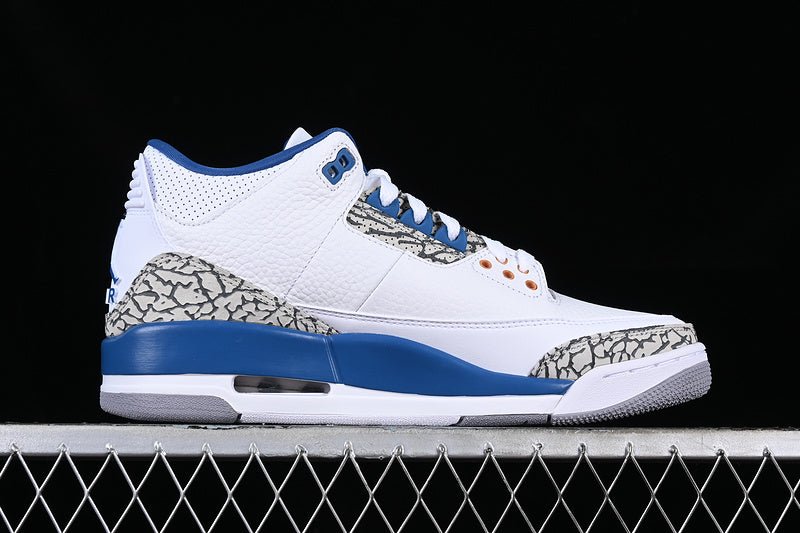 AIR Jordan Retro 3 White - Grey - - Blue Sneakers - Black Unisex Streetwear Limited Edition