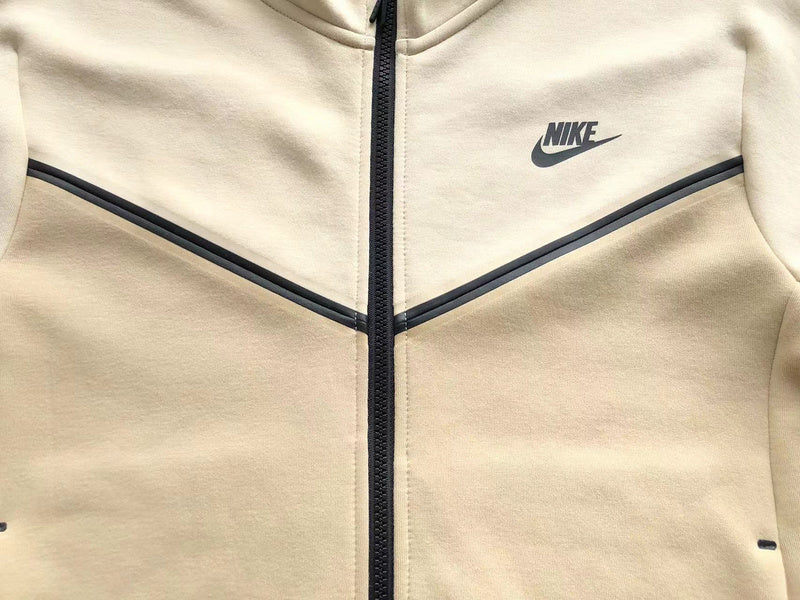 NIKE Tech Fleece Hoodie - Beach - Brown Unisex Streetwear Limited Edition - The NIKE TECH FLEECE HOODIE BEACH BROWN - REPLICA blends modern sportswear innovation with a
