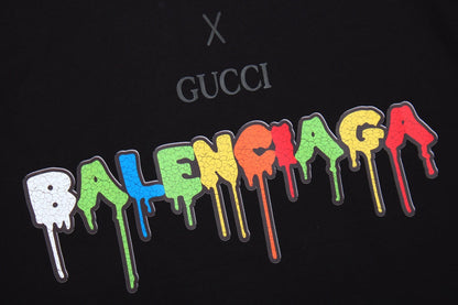 Camiseta negra GUCCI x BALENCIAGA DRIP LOGO