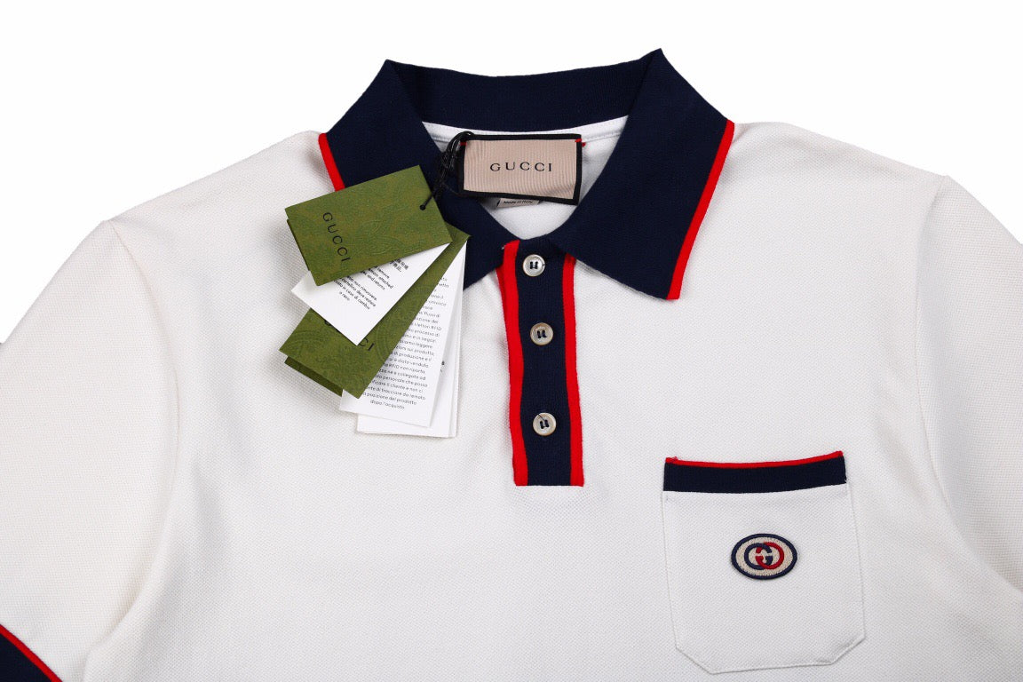 Polo Gucci con cuello Web (Blanco)