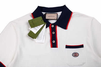 Polo Gucci con cuello Web (Blanco)