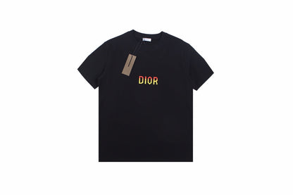 Dior Gradient Logo T-shirt - Black Unisex Streetwear Limited Edition - <p dir='ltr'><span>Black t-shirt featuring a distinctive 'DIOR' logo in a gradient color scheme on