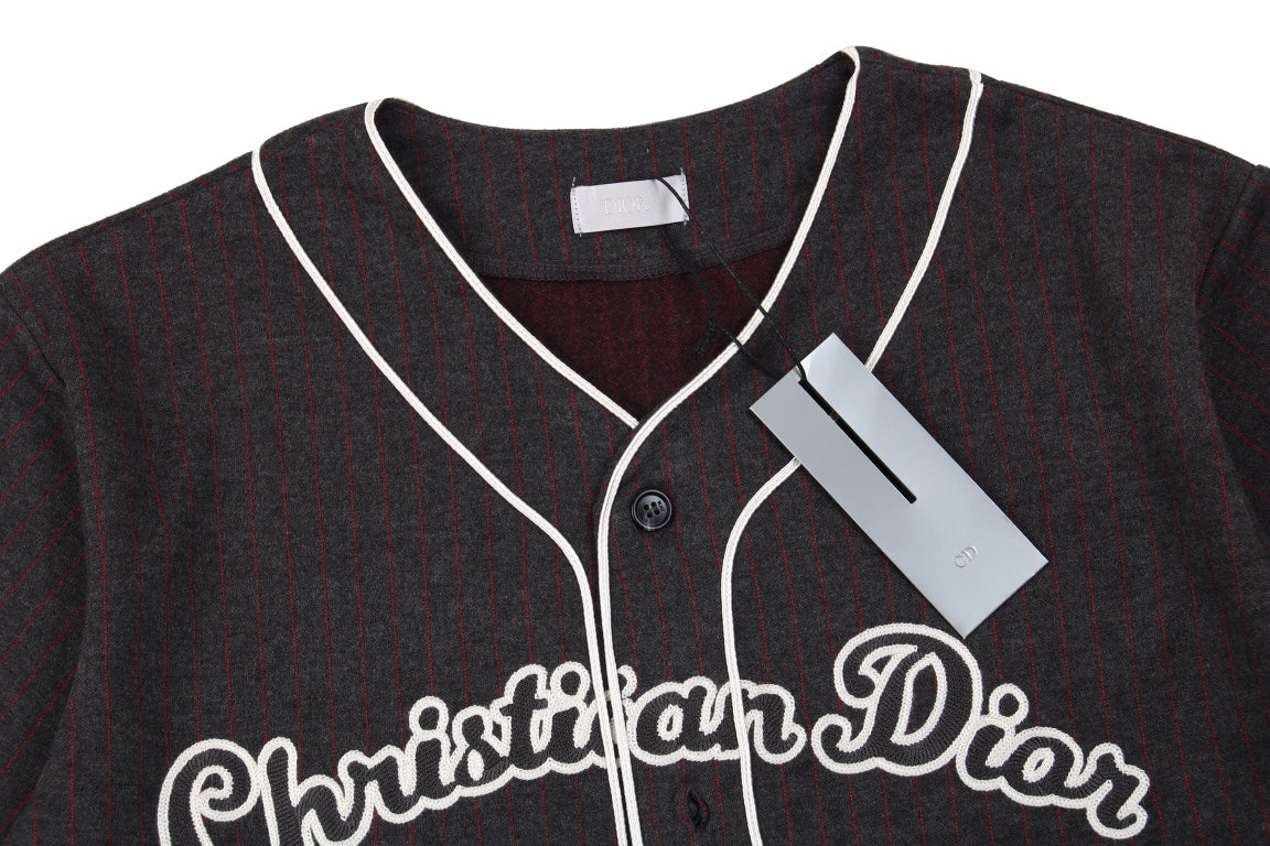 Christian Dior Atelier Paris Baseball Shirt - Black Unisex Streetwear Limited Edition - <p dir='ltr'><span>Black baseball-style shirt with white piping details and front button closure. Features bol