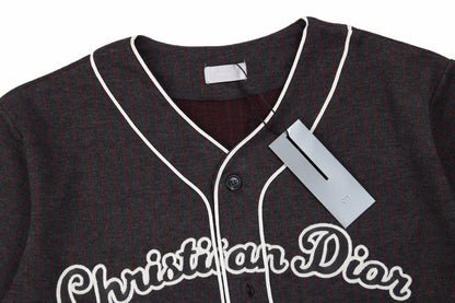 Christian Dior Atelier Paris Baseball Shirt - Black Unisex Streetwear Limited Edition - <p dir='ltr'><span>Black baseball-style shirt with white piping details and front button closure. Features bol
