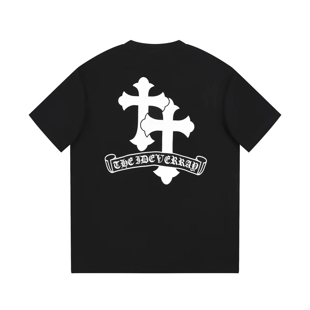 CHROME Hearts White Double Cross T-shirt - Black Unisex Streetwear Limited Edition