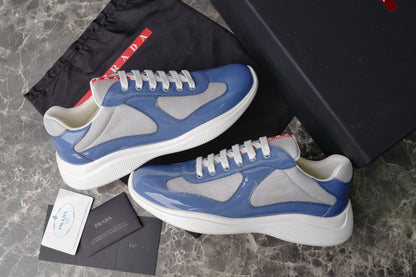 PRADA America's Cup Silver Sneakers - Blue Unisex Streetwear Limited Edition