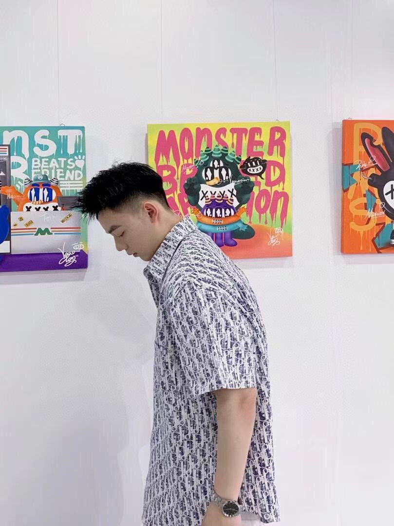 Camisa Dior Monogram (Azul/Blanco)