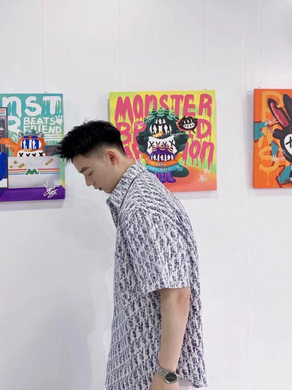 Camisa Dior Monogram (Azul/Blanco)