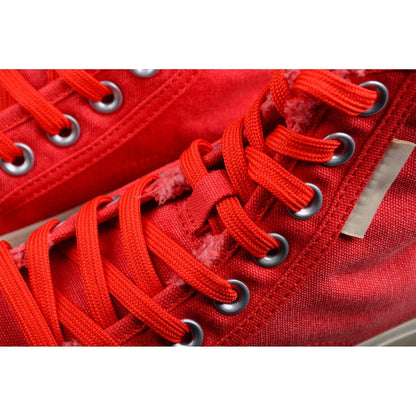 BALENCIAGA Paris High Vulc Destr - Sneakers - Red Unisex Streetwear Limited Edition - Introducing the BALENCIAGA Paris High Vulc Destr x Red, a bold fusion of edgy design