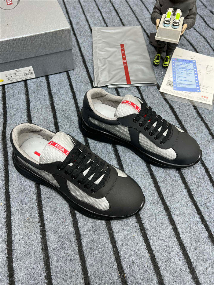 PRADA America's Cup Soft Rubber Silver Sneakers - Black Unisex Streetwear Limited Edition