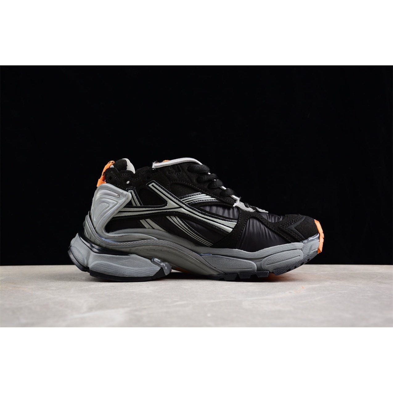 BALENCIAGA Runner - Grey Orange Sneakers - Black Unisex Streetwear Limited Edition - The Balenciaga Runner x Black Grey Orange sneakers showcase a striking blend of style and