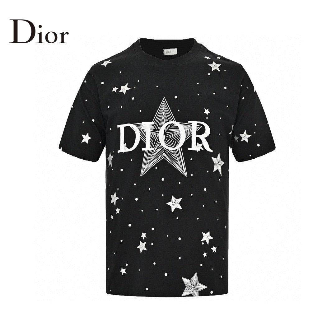 Dior Star Graphic T-shirt - Black Unisex Streetwear Limited Edition - <span>This Dior t-shirt features a striking design with the Dior logo and star elements scattered