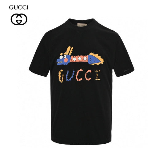 Gucci T-shirt With Dragon Graphic - Black Unisex Streetwear Limited Edition - <span>Bold and playful. Features a colorful dragon graphic with the Gucci logo. Made from high-quality