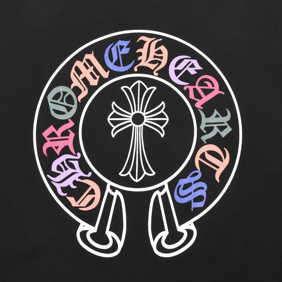 CHROME Hearts Multicolor Horse Shoe Logo T-shirt - Black Unisex Streetwear Limited Edition