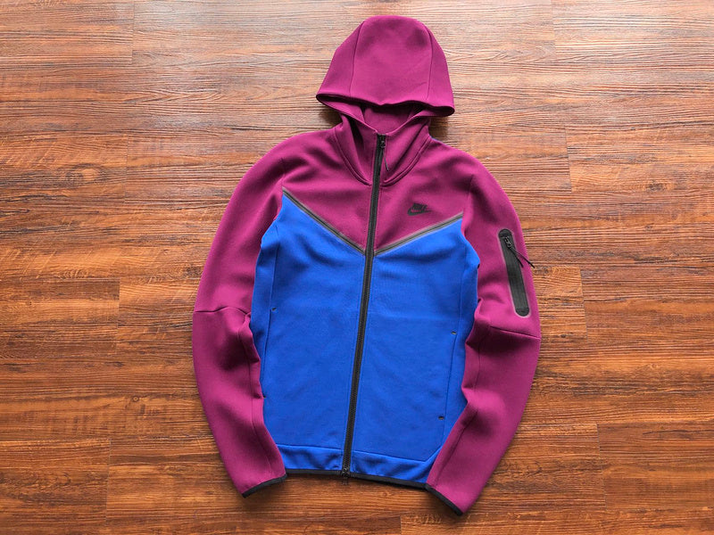 NIKE Tech Fleece Hoodie - Sangria - Game Royal - Red Unisex Streetwear Limited Edition