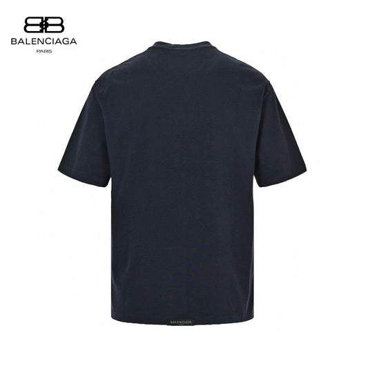 Balenciaga T-shirt - Back Logo - Navy Unisex Streetwear Limited Edition - <span>This Balenciaga t-shirt features a minimalist design with a focus on the back. The navy