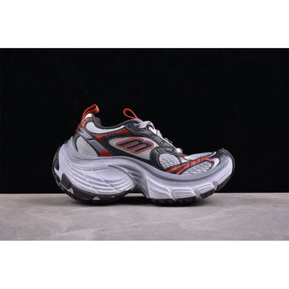 BALENCIAGA 10 - L - Charcoal Grey Sneakers - Red Unisex Streetwear Limited Edition - The Balenciaga 10XL x Charcoal Grey Red sneakers are a bold statement in the world