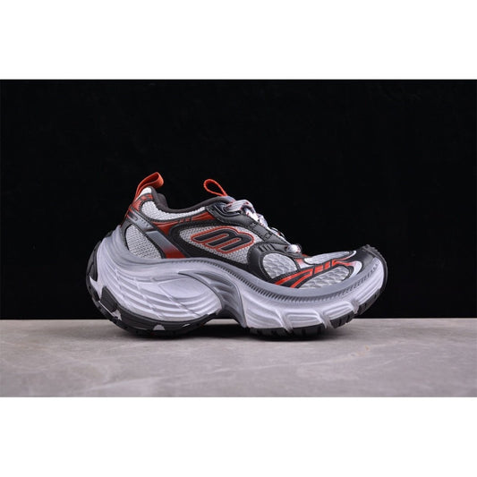 BALENCIAGA 10 - L - Charcoal Grey Sneakers - Red Unisex Streetwear Limited Edition - The Balenciaga 10XL x Charcoal Grey Red sneakers are a bold statement in the world
