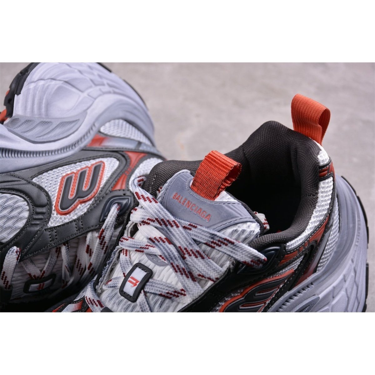 BALENCIAGA 10 - L - Charcoal Grey Sneakers - Red Unisex Streetwear Limited Edition - The Balenciaga 10XL x Charcoal Grey Red sneakers are a bold statement in the world