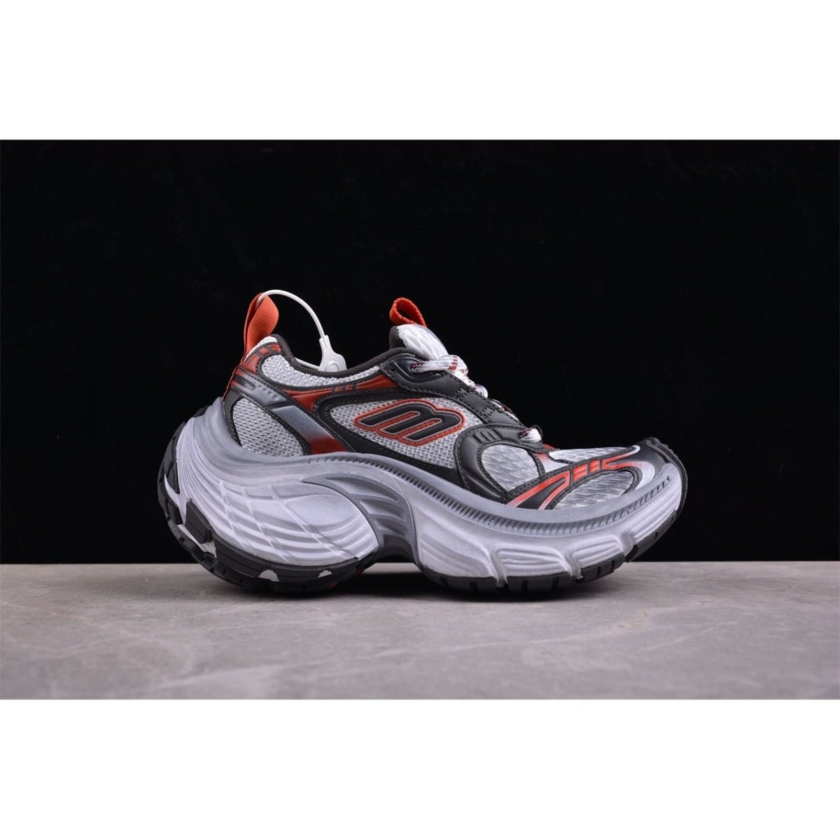 BALENCIAGA 10 - L - Charcoal Grey Sneakers - Red Unisex Streetwear Limited Edition - The Balenciaga 10XL x Charcoal Grey Red sneakers are a bold statement in the world
