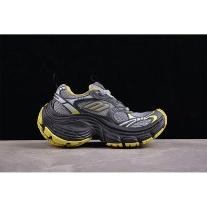BALENCIAGA 10 - L - Grey Fluorescent Sneakers - Yellow Unisex Streetwear Limited Edition - The BALENCIAGA 10XL x Grey Fluorescent Yellow sneakers are a dynamic fusion of muted and