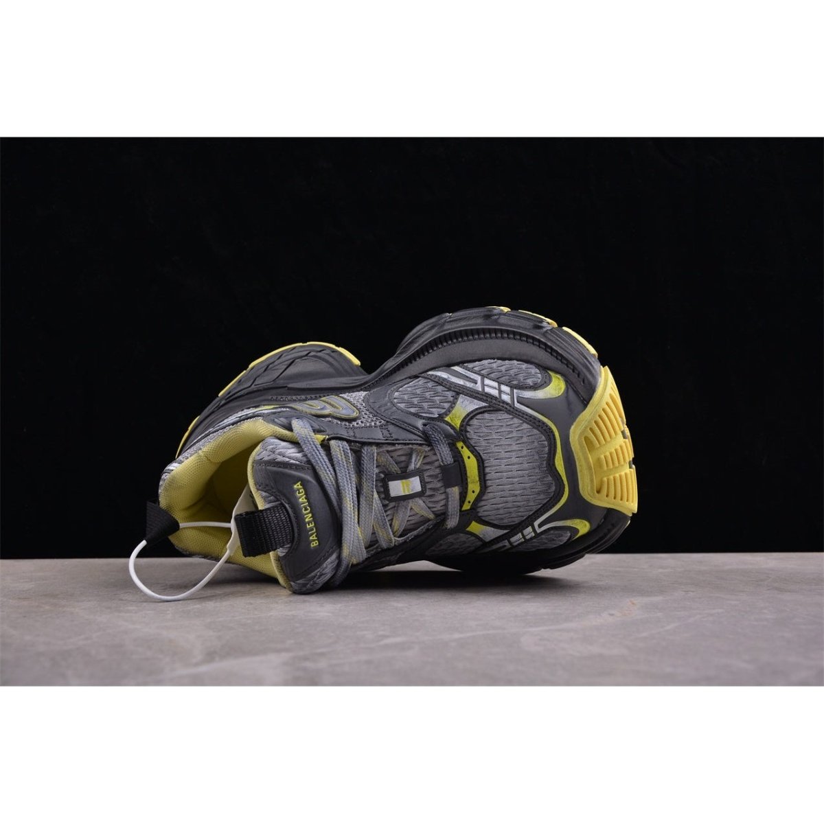 BALENCIAGA 10 - L - Grey Fluorescent Sneakers - Yellow Unisex Streetwear Limited Edition - The BALENCIAGA 10XL x Grey Fluorescent Yellow sneakers are a dynamic fusion of muted and