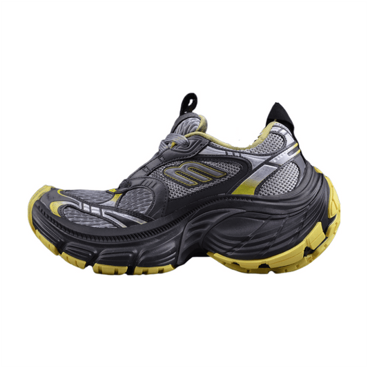 BALENCIAGA 10 - L - Grey Fluorescent Sneakers - Yellow Unisex Streetwear Limited Edition - The BALENCIAGA 10XL x Grey Fluorescent Yellow sneakers are a dynamic fusion of muted and