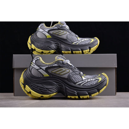 BALENCIAGA 10 - L - Grey Fluorescent Sneakers - Yellow Unisex Streetwear Limited Edition - The BALENCIAGA 10XL x Grey Fluorescent Yellow sneakers are a dynamic fusion of muted and
