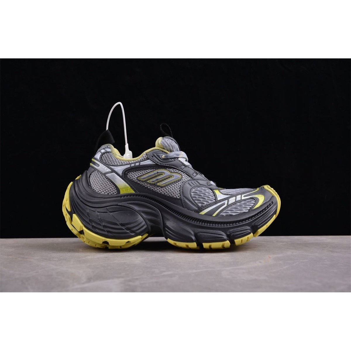 BALENCIAGA 10 - L - Grey Fluorescent Sneakers - Yellow Unisex Streetwear Limited Edition - The BALENCIAGA 10XL x Grey Fluorescent Yellow sneakers are a dynamic fusion of muted and