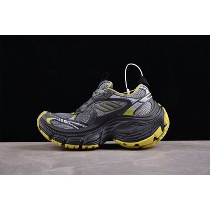 BALENCIAGA 10 - L - Grey Fluorescent Sneakers - Yellow Unisex Streetwear Limited Edition - The BALENCIAGA 10XL x Grey Fluorescent Yellow sneakers are a dynamic fusion of muted and