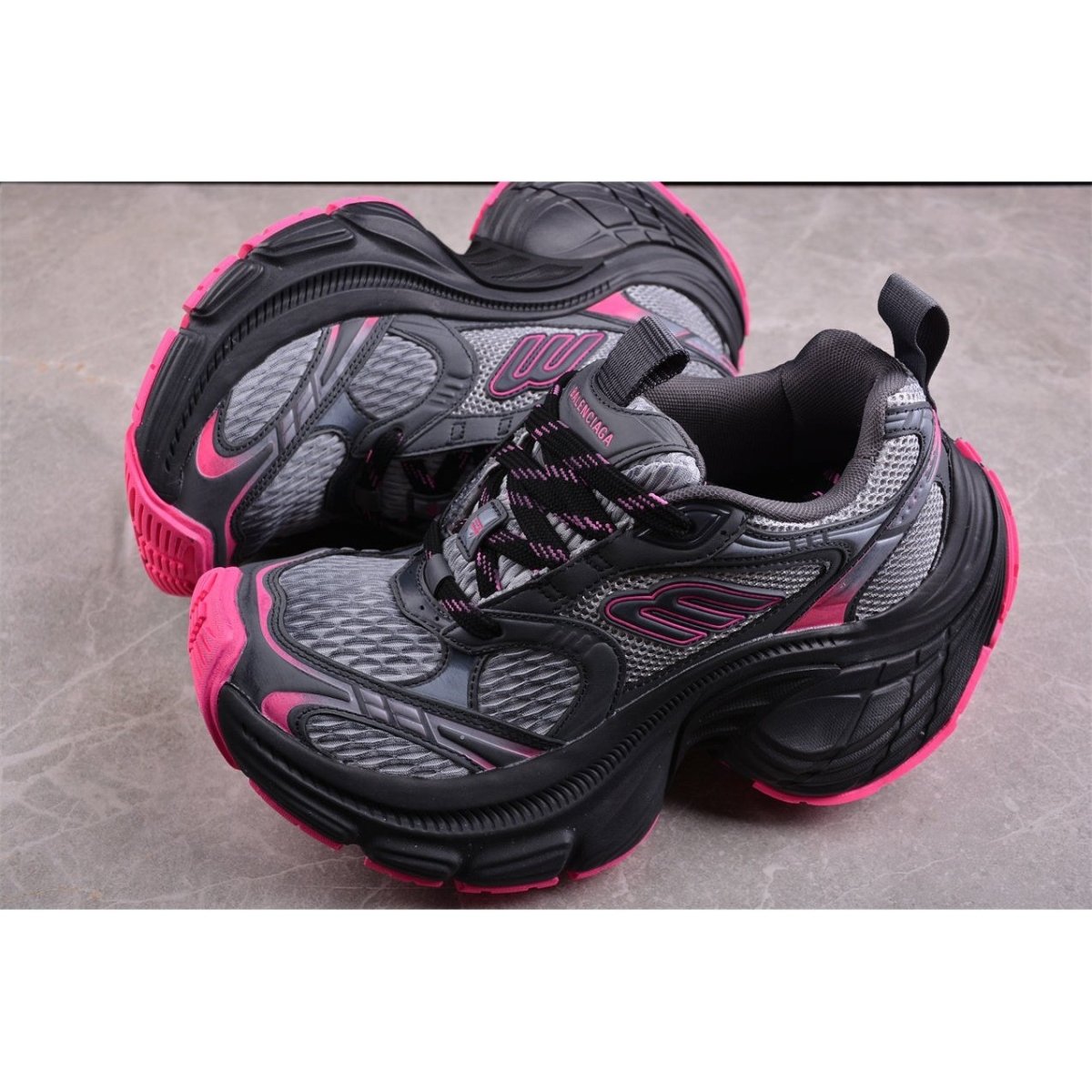 BALENCIAGA 10 - L - Grey Pink Sneakers - Black Unisex Streetwear Limited Edition - Introducing the BALENCIAGA 10XL x Grey Pink Black, a daring fusion of bold design and