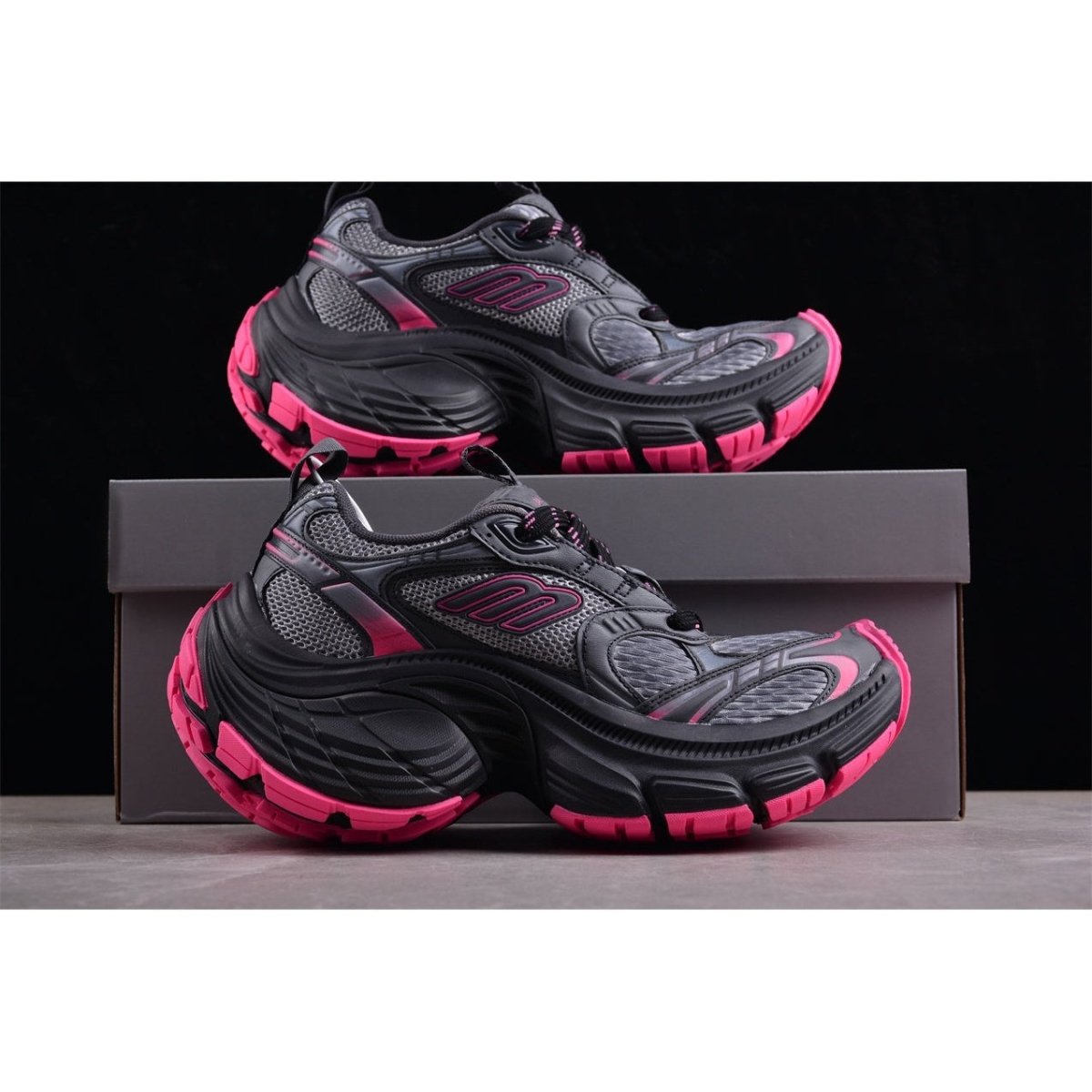 BALENCIAGA 10 - L - Grey Pink Sneakers - Black Unisex Streetwear Limited Edition - Introducing the BALENCIAGA 10XL x Grey Pink Black, a daring fusion of bold design and