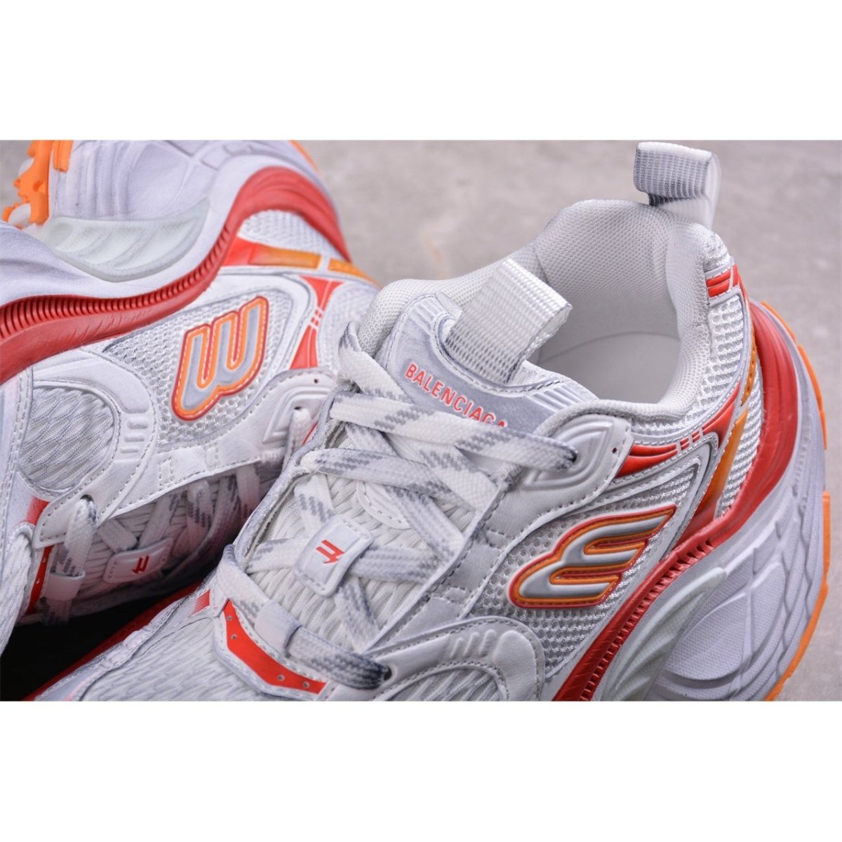 BALENCIAGA 10 - L - Red Orange Sneakers - White Unisex Streetwear Limited Edition - The BALENCIAGA 10XL x White Red Orange sneakers are a vivid masterpiece in the world
