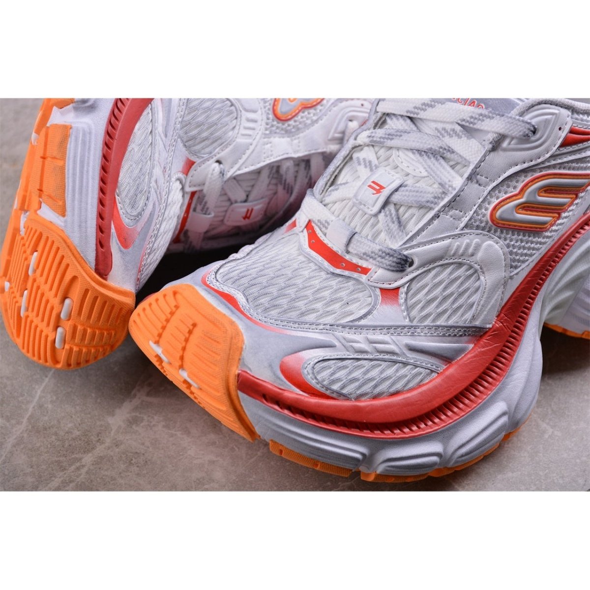 BALENCIAGA 10 - L - Red Orange Sneakers - White Unisex Streetwear Limited Edition - The BALENCIAGA 10XL x White Red Orange sneakers are a vivid masterpiece in the world