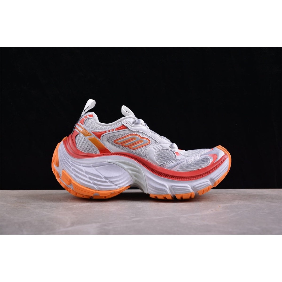 BALENCIAGA 10 - L - Red Orange Sneakers - White Unisex Streetwear Limited Edition - The BALENCIAGA 10XL x White Red Orange sneakers are a vivid masterpiece in the world