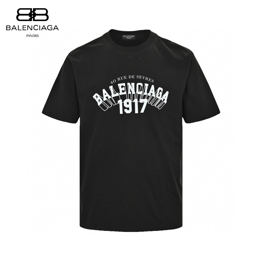 Balenciaga 1917 T-shirt - Black Unisex Streetwear Limited Edition - This Balenciaga t-shirt features a bold 'Balenciaga 1917' graphic on the front. The shirt is