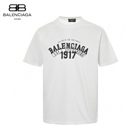 Balenciaga 1917 T-shirt - White Unisex Streetwear Limited Edition - This Balenciaga t-shirt features a bold 'Balenciaga 1917' graphic on the front. The shirt is