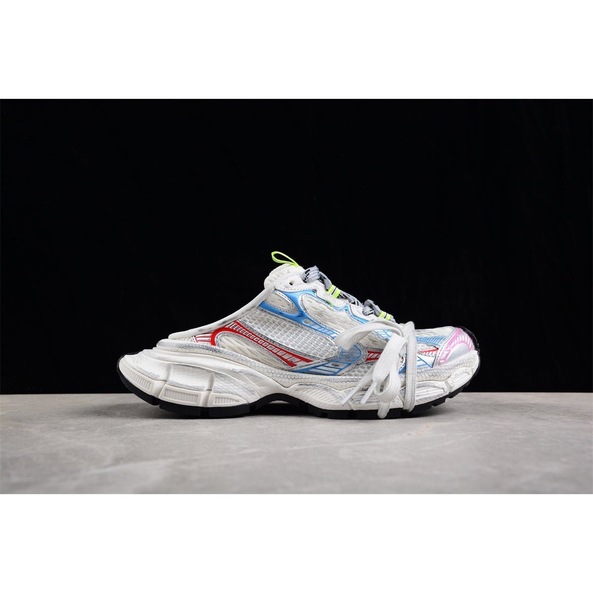 BALENCIAGA 3 - L Mule - Beige Blue - Red Unisex Streetwear Limited Edition - Introducing the BALENCIAGA 3XL Mule x Beige Blue Red, a striking combination of contemporary design
