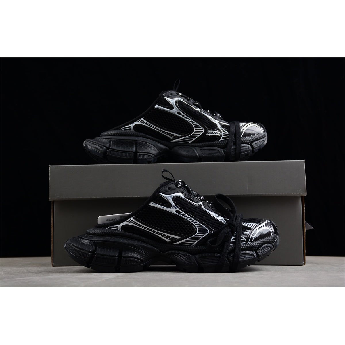 BALENCIAGA 3 - L Mule - White - Black Unisex Streetwear Limited Edition - Introducing the BALENCIAGA 3XL Mule x Black White, a striking blend of contemporary style and
