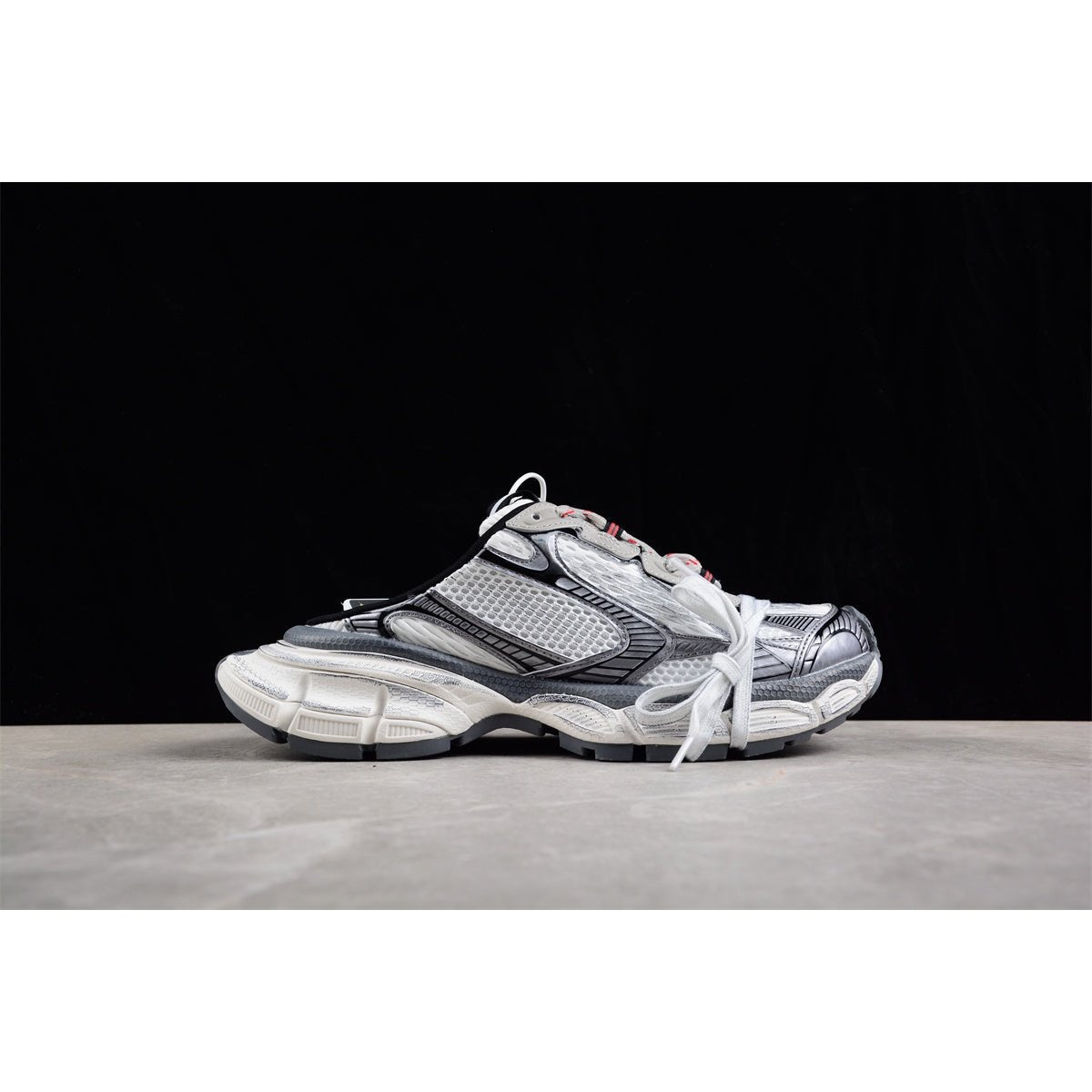 BALENCIAGA 3 - L Mule - Grey - Red Unisex Streetwear Limited Edition - The Balenciaga 3XL Mule x Grey Red is a bold fusion of contemporary style and