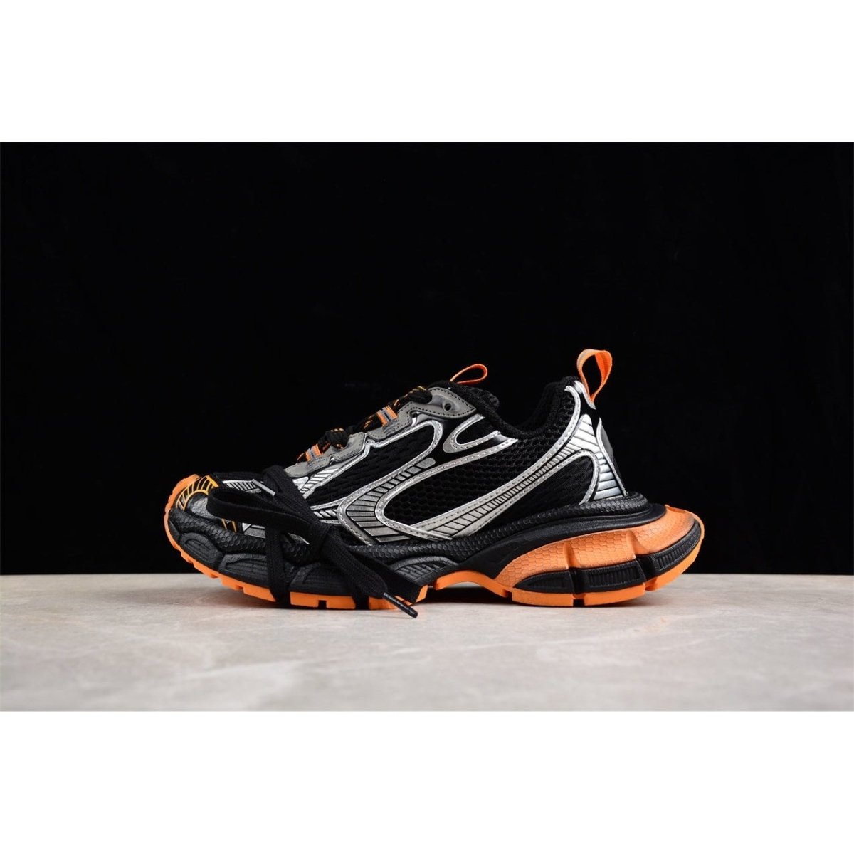 BALENCIAGA 3 - L - Orange Grey Sneakers - Black Unisex Streetwear Limited Edition - Introducing the BALENCIAGA 3XL x Black Orange Grey, a striking fusion of bold design and