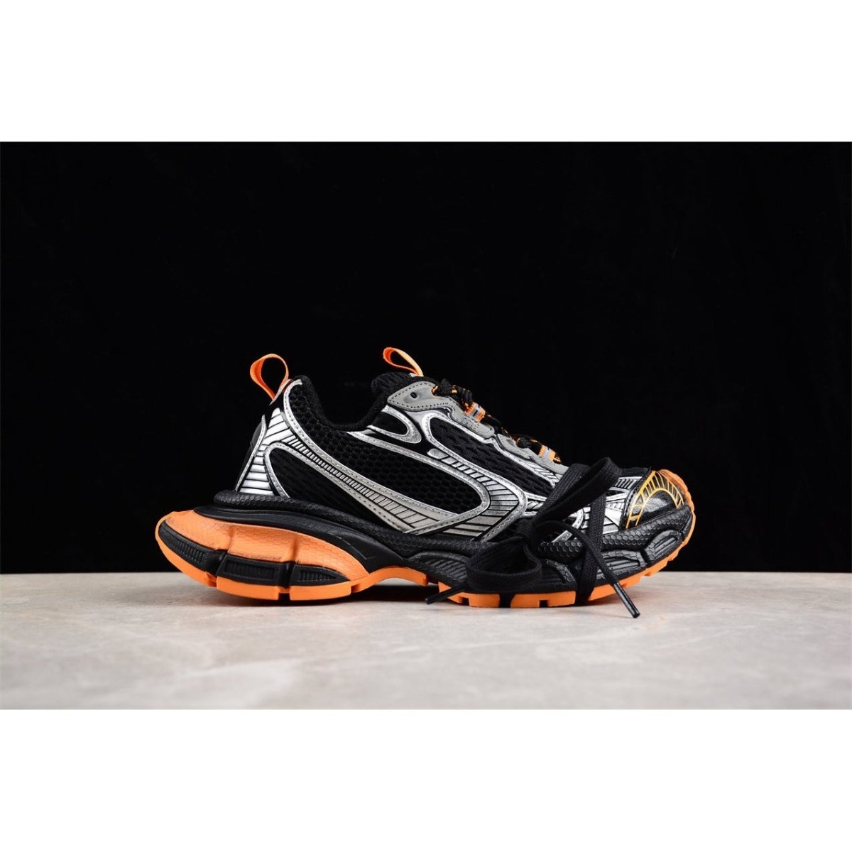 BALENCIAGA 3 - L - Orange Grey Sneakers - Black Unisex Streetwear Limited Edition - Introducing the BALENCIAGA 3XL x Black Orange Grey, a striking fusion of bold design and
