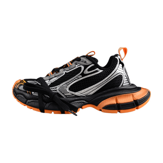 BALENCIAGA 3 - L - Orange Grey Sneakers - Black Unisex Streetwear Limited Edition - Introducing the BALENCIAGA 3XL x Black Orange Grey, a striking fusion of bold design and