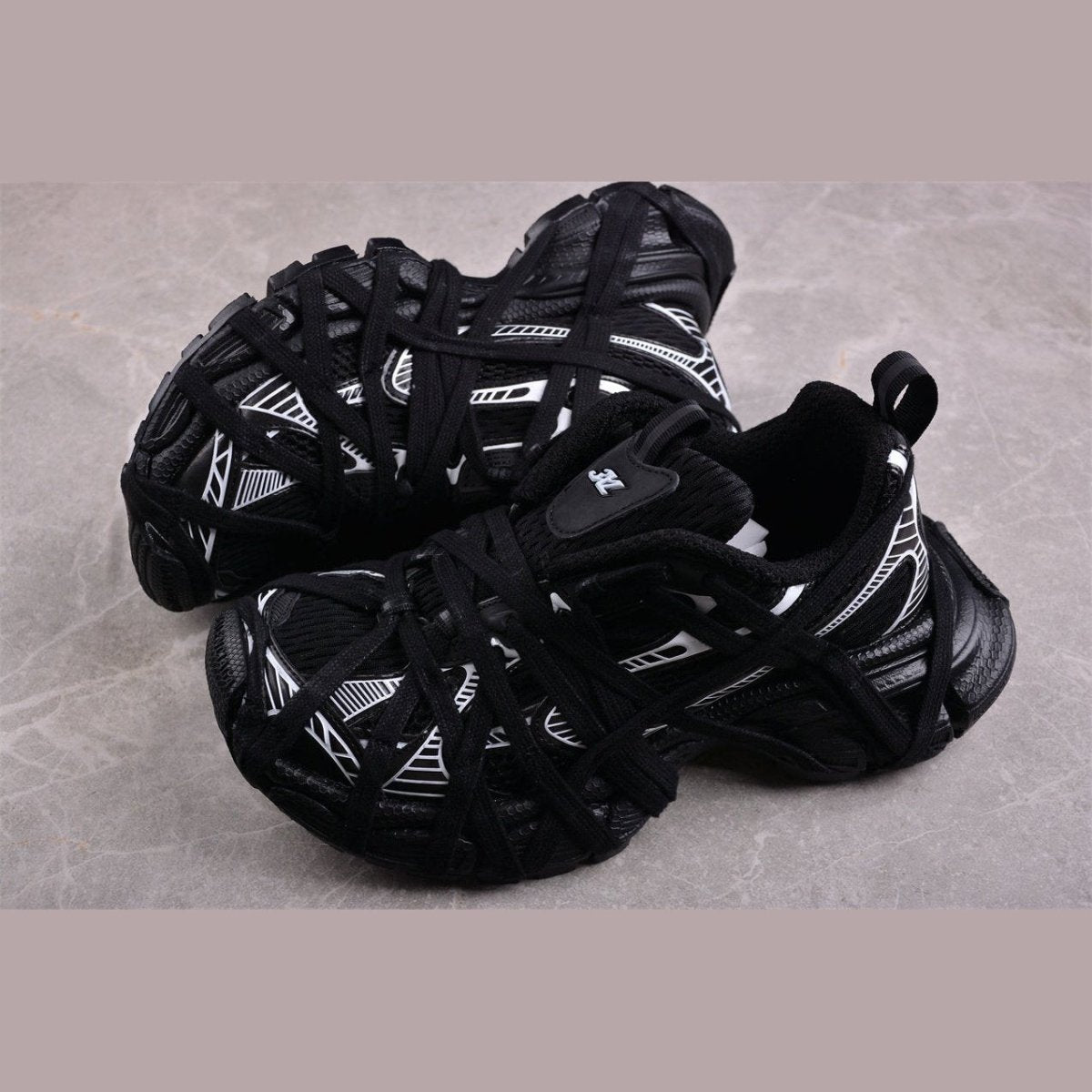 BALENCIAGA 3 - L - White Sneakers - Black Unisex Streetwear Limited Edition - The Balenciaga 3XL x Black White sneakers epitomize the brand's commitment to bold, fashion-forward designs.