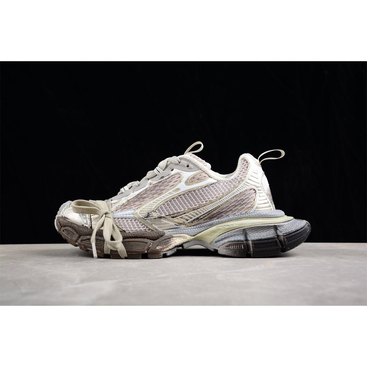 BALENCIAGA 3 - L - Champagne Graffiti Sneakers - Red Unisex Streetwear Limited Edition - Introducing the BALENCIAGA 3XL in Champagne Graffiti, a striking blend of luxury and street art.