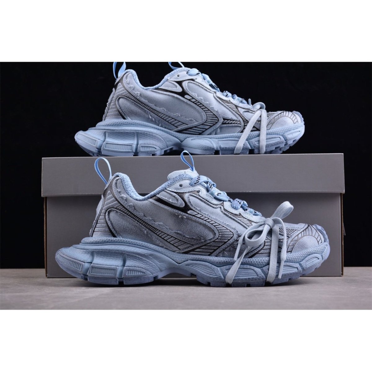 BALENCIAGA 3 - L - Cyan Sneakers - Blue Unisex Streetwear Limited Edition - Introducing the BALENCIAGA 3XL in Cyan Blue, a bold fusion of luxury and streetwear. This