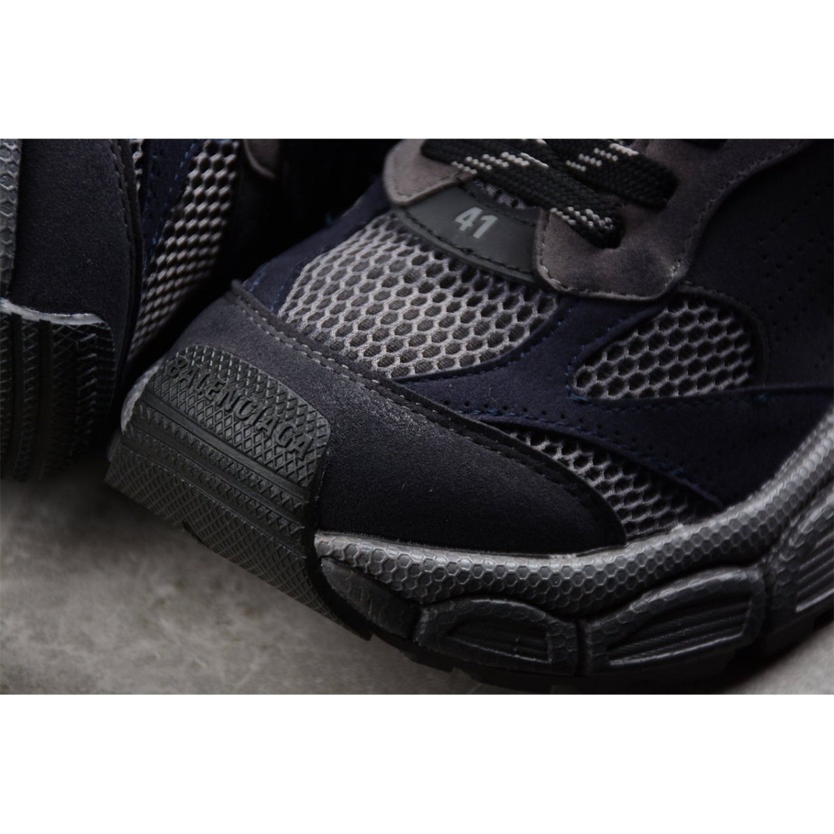 BALENCIAGA 3 - L - Dark Sneakers - Grey Unisex Streetwear Limited Edition - The BALENCIAGA 3XL x Dark Grey sneakers epitomize bold luxury with a monochromatic, understated design.
