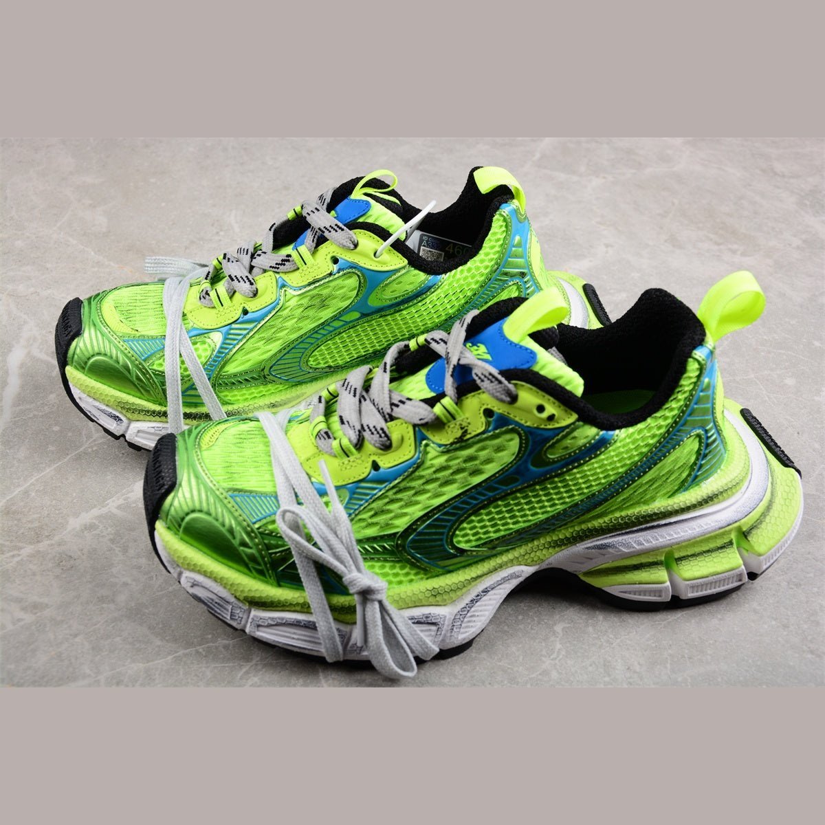 BALENCIAGA 3 - L - Fluo Yellow Sneakers - Blue Unisex Streetwear Limited Edition - Introducing the BALENCIAGA 3XL x Fluo Yellow Blue, a bold fusion of cutting-edge design and
