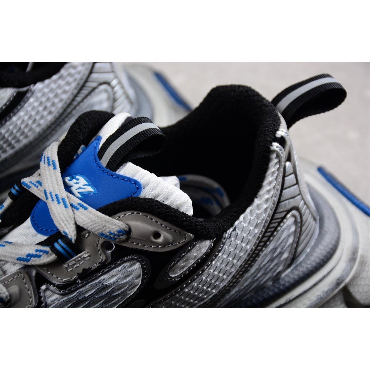 BALENCIAGA 3 - L - Gray Blue-graffiti Sneakers Unisex Streetwear Limited Edition - Introducing the BALENCIAGA 3XL in Gray Blue-Graffiti, a bold fusion of urban art and high