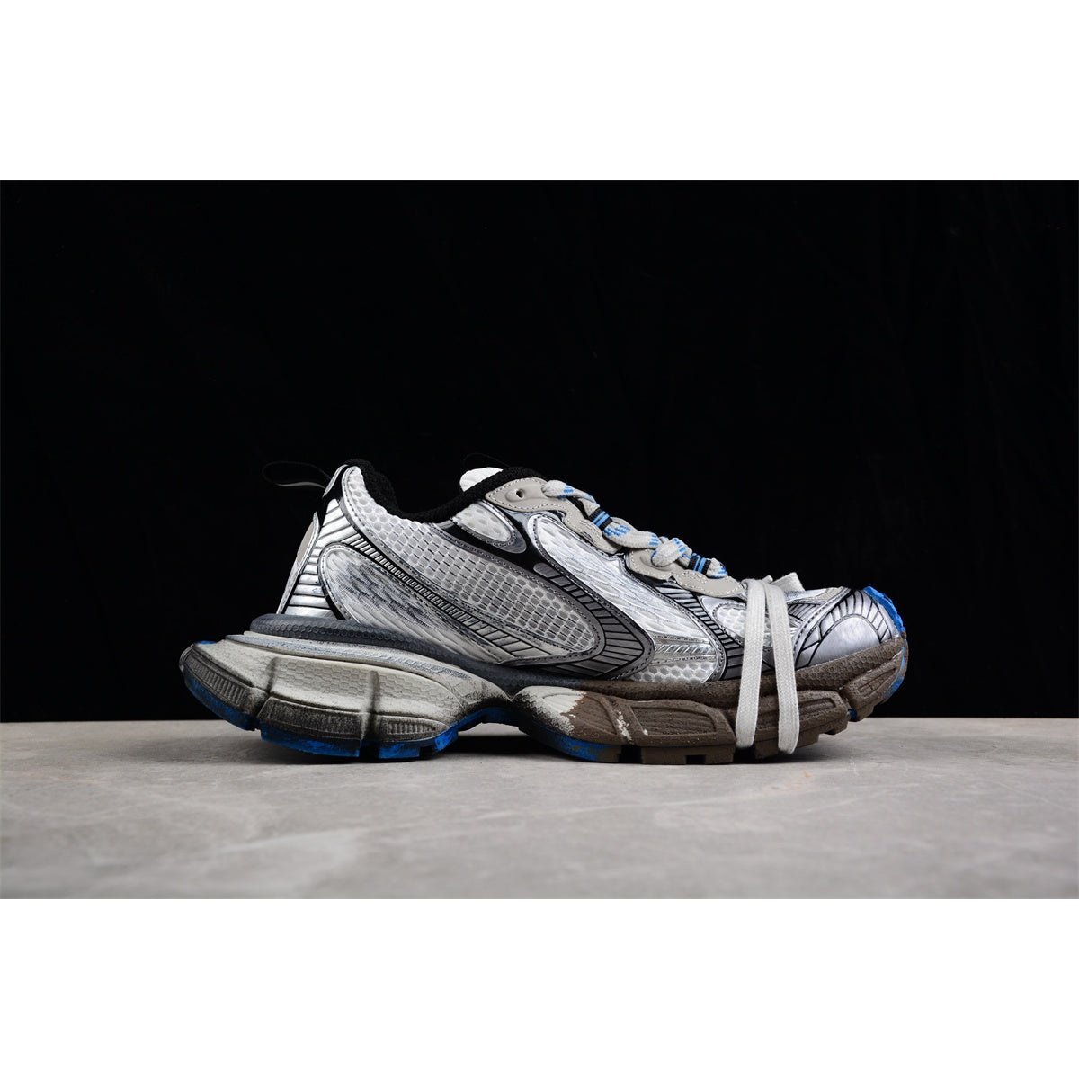 BALENCIAGA 3 - L - Gray Blue-graffiti Sneakers Unisex Streetwear Limited Edition - Introducing the BALENCIAGA 3XL in Gray Blue-Graffiti, a bold fusion of urban art and high